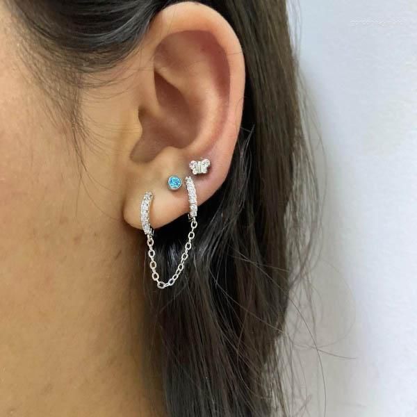 Orecchini a cerchio Punk per piercing singolo coreano per donne zirconi Accessori per cuffie piccoli Accessori per donne Gioielli Wolesale KBE100