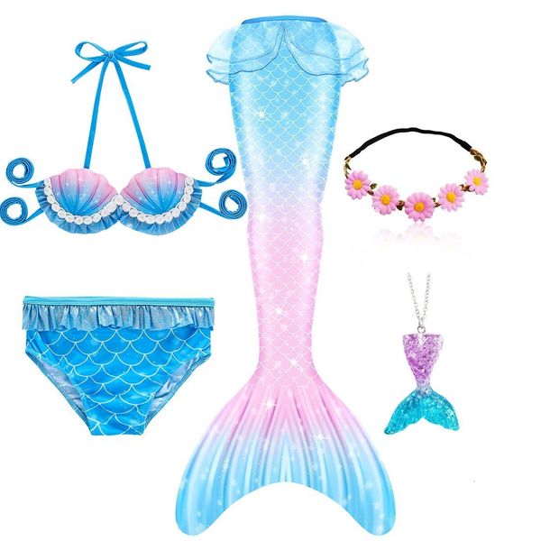 Besondere Anlässe Girls Mermaid Tails Schwimmbadbekleidung Schwimmbare Strandkleidung kleine Kinder Badeanzug Kinder Halloween Cosplay Kostüme 230814