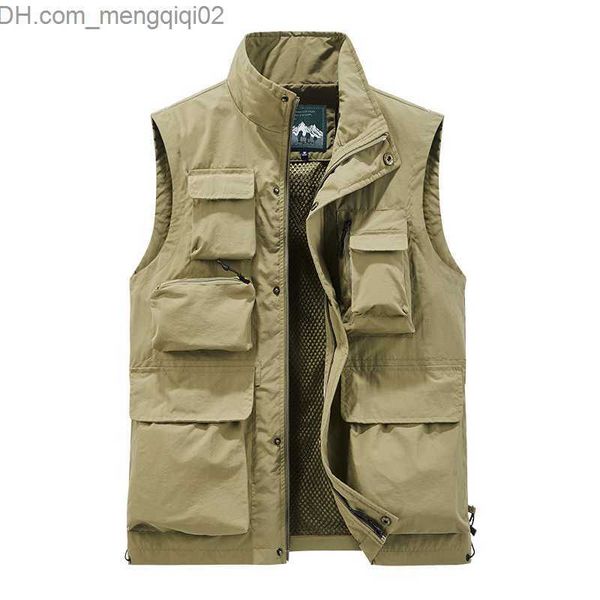 Giacche da uomo da uomo Outdoor Multi Pocket Essiccatura rapida pesca da pesca da uomo Ampiante impermeabile Giacca senza maniche da maniche per gilet tattiche Z230817