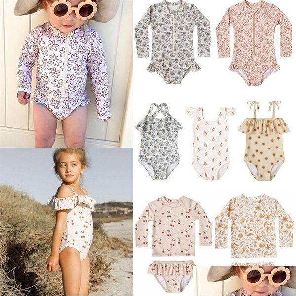 Roupas conjuntos de roupas garotas garotas de banho de banho de banho de verão rylee e cru bebê bebê menino maiô infantil praia usa irmãs brithers nando banho s dhdbf