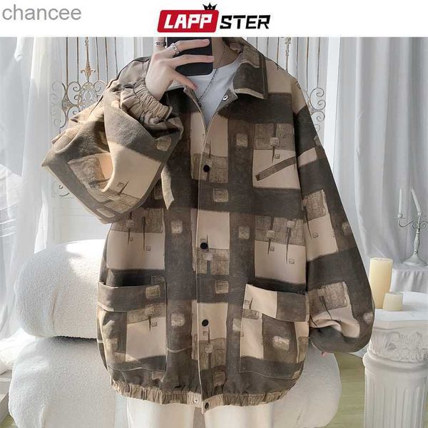 Lappster Harajuku Plaid Bomber Jackets 2023 Neu in äußeren Köpfen Koreanische Fashions Varsity Jacke Übergroße japanische Straßenmäntel HKD230815