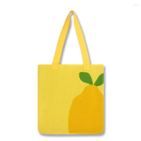 Abendtaschen stilvolle Häkelkrochet Kawaii Obst Top-Griff Tasche Korea lässig Harajuku Strickschule Laptop Buch großer Kapazität Softes Einkaufen