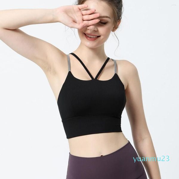 Yoga -Outfit Geometrische Schönheit zurück -Kontrast Farbe Sport Unterwäsche Shake Proof Fitness Fitness Workout Frauen BH