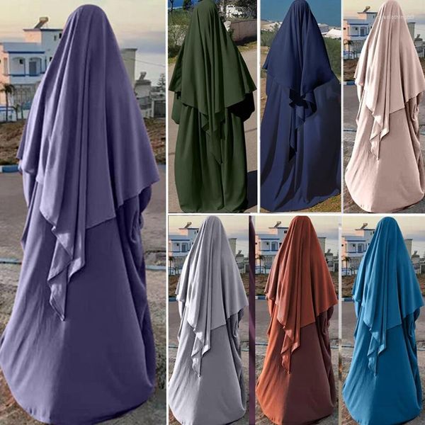 Ethnische Kleidung Eid One Piece Gebet Abaya Jilbab Hijab Kaftan Kapuzenrobe Kopfbedeckung Lange Khimar Modest Islam Dubai Kleidung