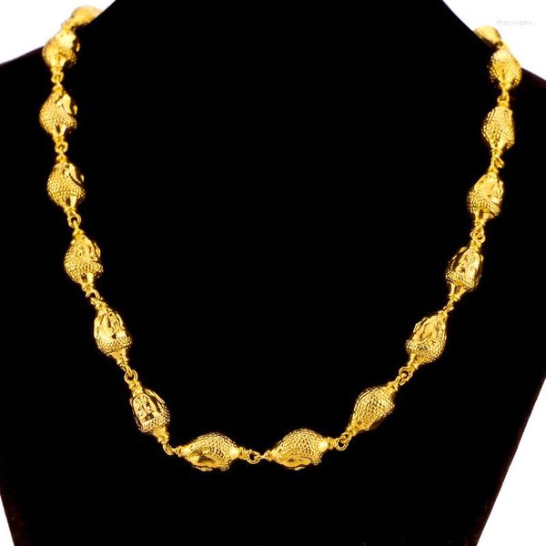 Catene Luxury 14k Gold Women Necklace maschile per anniversario di matrimonio retrò da 10 mm per perle di Buddha a catena di gioielli raffinati