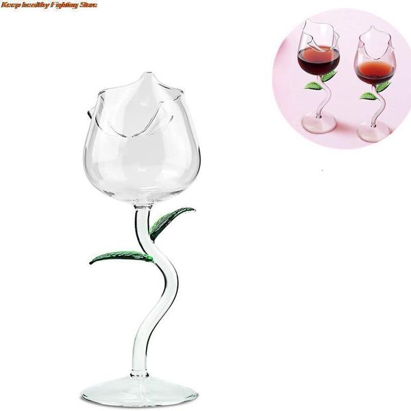 Copos de vinho 1pc Rose Flower Wine Glass Creative Women Goblet Wine Cocktail Glass Glass for Housewarming Warming Wedding Kitching Bar Celebration 230814