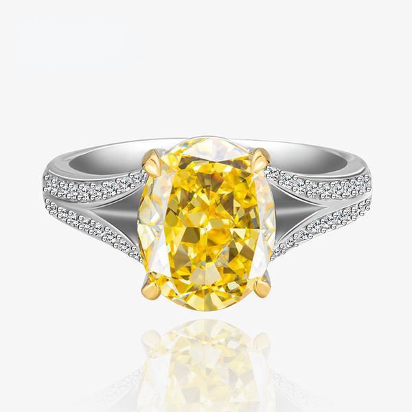 Europeu e americano de alto carbono diamante forma ovo anel diamante corte flor gelo completo anel feminino s925 prata esterlina
