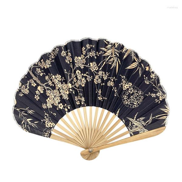 Dekoratif figürinler mini kabuk katlanır fan Japon retro pamuklu kumaş el Çin klasik cheongsam eşleşen ventilador kültürel zanaat