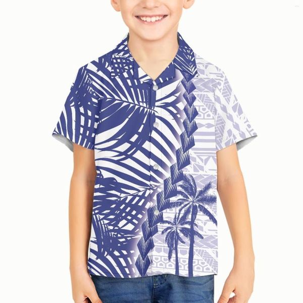 Camisas casuais masculinas Trotem Samoa Totem Samoa Polinésia para crianças Manga curta Camisa de botão de botão para baixo colarinho