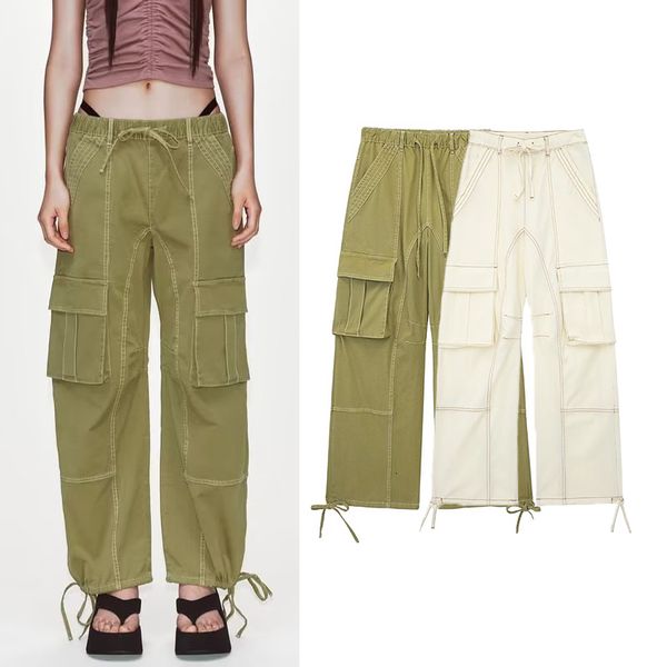 Pantaloni da donna Capris Donne Murta Pant Casuali Casuali Dococchi di tasca sciolta Streetwear Female 230814
