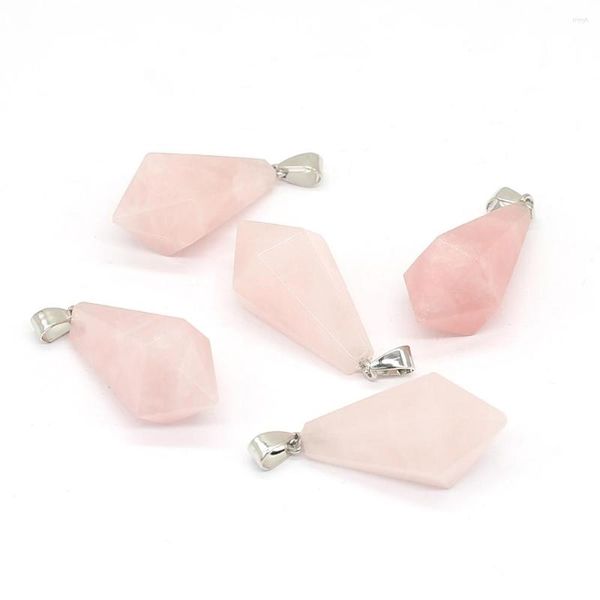 Collane a sospensione naturale semi-preziosa pietra triangolare piramide a forma di rosa fasciame al quarzo per gioielli che producono accessori per collana fai-da-te 1pc