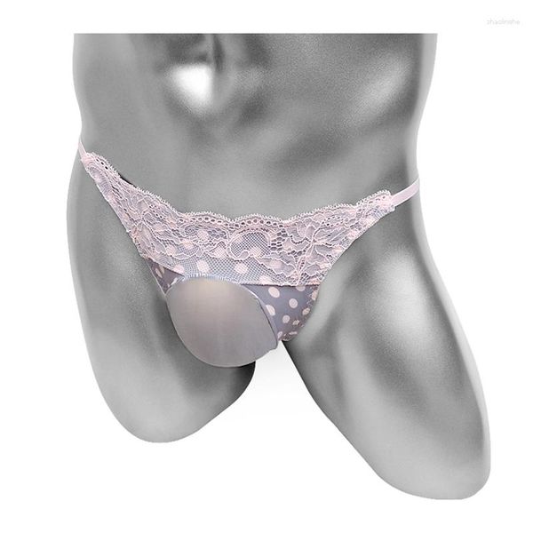 Underpants lacework maschile u brief convex slip biancheria intima mutandine erotiche sexy lingerie a pois rosa dot kawaii carino bikini maschio