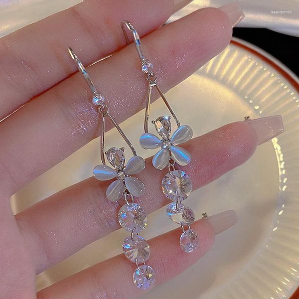 Orecchini a pennagliera Lumo coreano Big Flower imitazione Crysstal Study for Women Exquisite Opal Earring Party Girl Girl Gioielli regalo