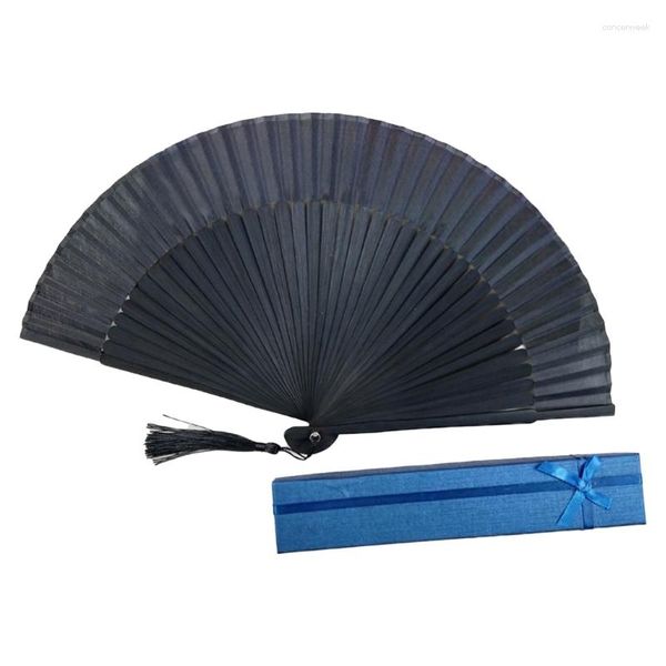 Dekorative Figuren 2 Pack großer Faltfan für Festival Vintage Bambus Seidenhand Fans Frauen Chinese Japanisch faltbare Tanzgeschenk