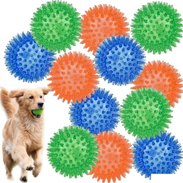 Brinquedos para cães Chews Squeaky Spiky Balls Limpa os dentes e promove a saúde da gengiva dentária para o seu squeaker bola de estimação agressiva Chewers s d s dhsd8