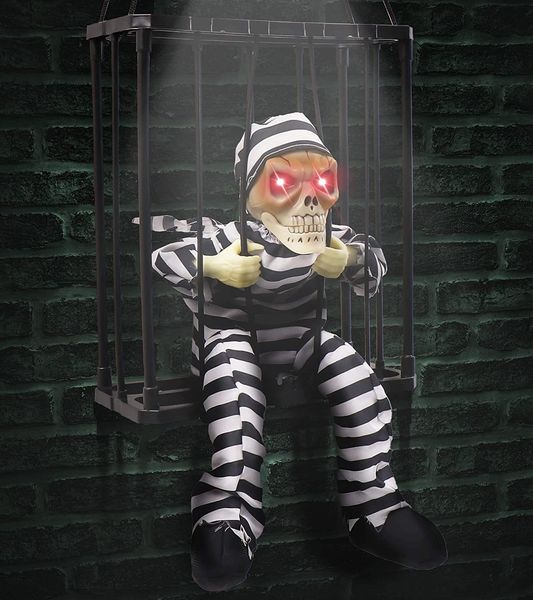 Altre forniture per feste di eventi Halloween Decorazione scheletro giocattolo lampeggiante Light Sound Doll Doll Talk Prisoner Ghost Haunted House Horror Props 230815