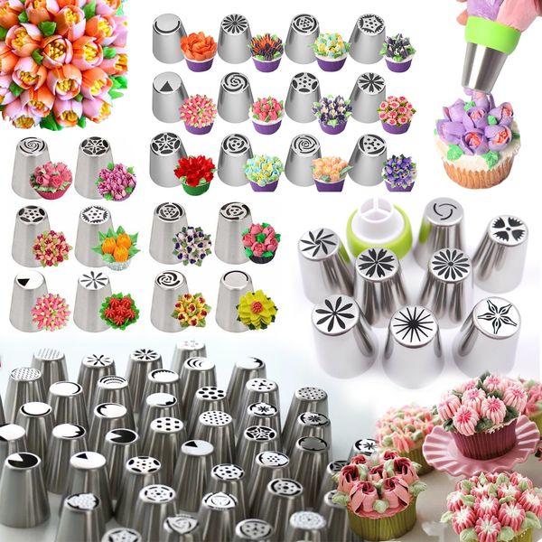 Strumenti per torta 39 pezzi Imposta in acciaio inossidabile fiore di tulipano russo per tubazioni per tubazioni per tubature crema pasticceria decorazioni cupcake cupcake 230814