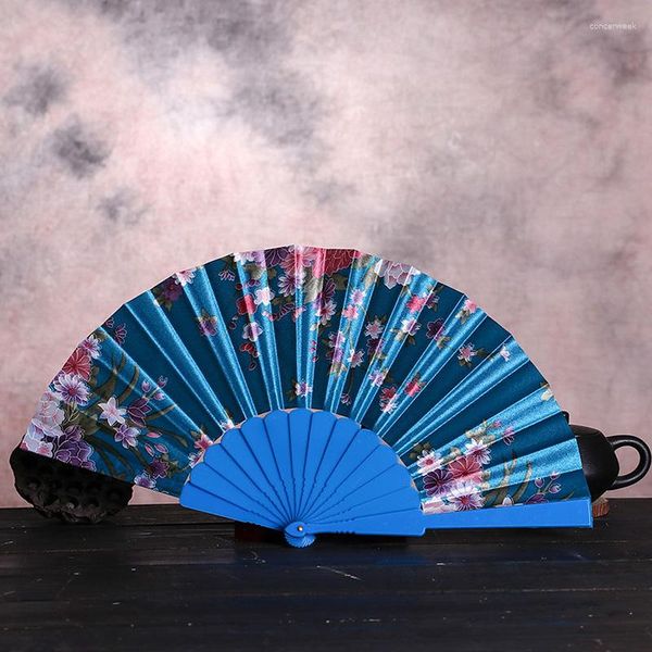 Estatuetas decorativas de estilo chinês Fã de mão dobrável Fan vintage Prind pano de mão handheld para festas de dança de casamento artesanato em casa artesanato