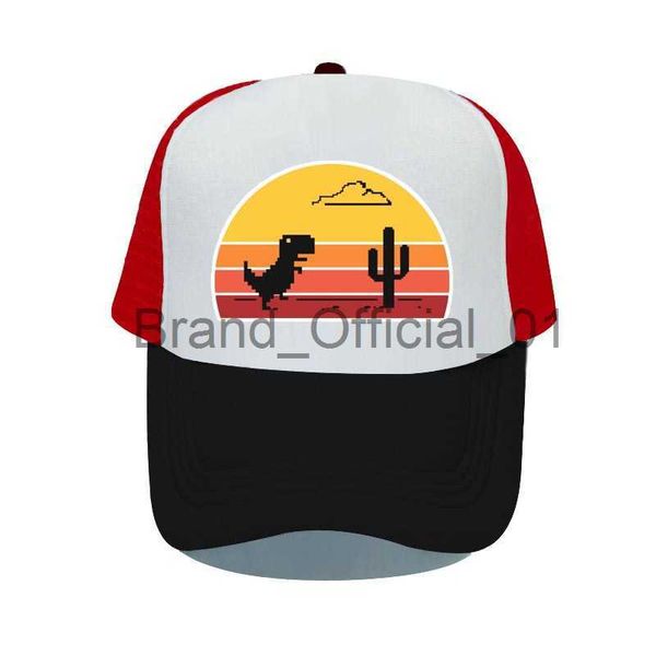 Sunset Offline Dinosaur Snapback Cap Chrome Disconnected Internet Dinosaur Baseball Caps Pixel Cloud Cactus Trucker Hats YP079 x0815