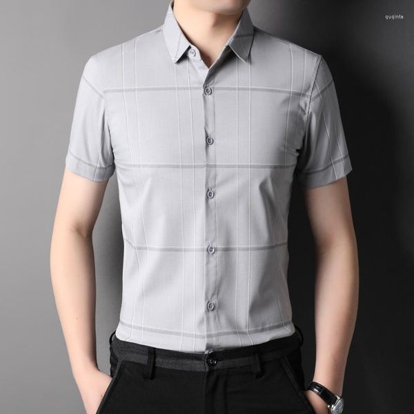 Camisas casuais masculinas 2023 Vestido de verão masculino de alta qualidade de manga curta grande homem inteligente masculino simples magro magro 3xl