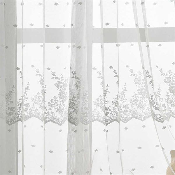 Tenda Tulle floreale in pizzo bianco Tende trasparenti per la finestra della camera da letto del soggiorno Tende per tende da cucina europee