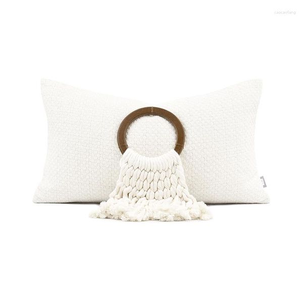 Set di coperture decorative per cuscini per soggiorno a maglia cuscini in vita a maglia divano bianco solido s 30x50 cm