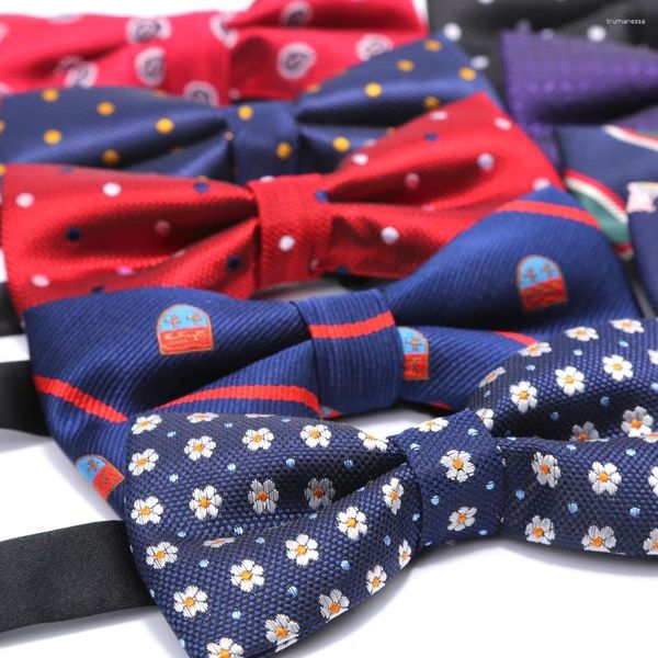 Laço amarra por atacado 10 PCs AJustable Pré-amarrado para homens Black Blue Red Dots Strited Double Layes Business Business Bowtie