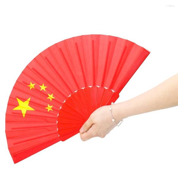 Dekorative Figuren HD -Druck rotes chinesisches Flaggen Pentagramm Stern Plastikgriff Elegante Handtuchfalten Bühne Laut Lüfter Chinoiserie Geschenk