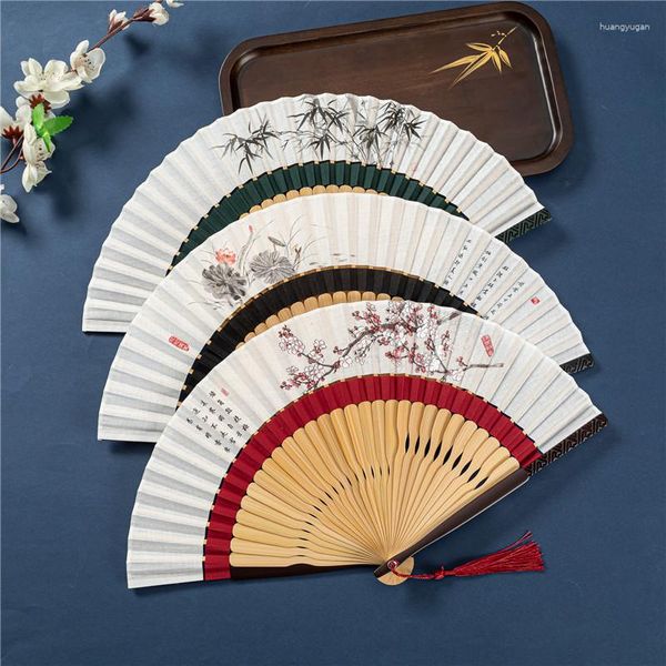 Figurine decorative Fan cinese estate in stile antico Hanfu Cheongsam pieghevole in bambù