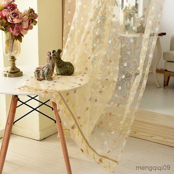 Vorhangfenster schiere Vorhänge Bird Net Printed Biege Tüll Vorhänge Home Dekoration kostenlos Alter Küchentür Curtanis R230815