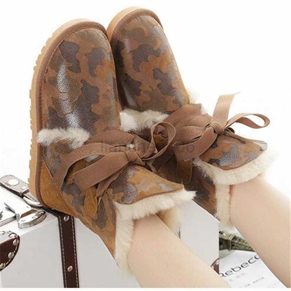 Scarpe eleganti sexy camuffage 100% vera pelliccia classica mojer botas impermeabile stivali da neve in pelle vera e propria scarpe invernali per donne x230519