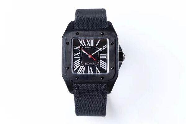 Designer Uhren alle schwarzen Edelstahl -Herren Uhren Square Automatisch mechanisch 42 mm Saphirkronbelt Klappschnalle Armbanduhr