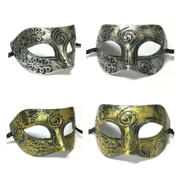 Maschere veneziane retrò oro e argento Roman Gladiator Halloween Maschera da festa donna Domande bambini Mardi Gras Masquerade Maskzz