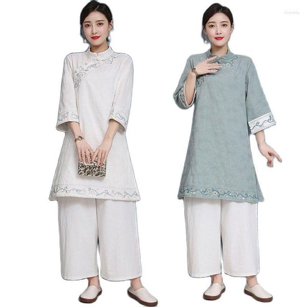 Abbigliamento etnico Tann abito costume in stile asiatico in lino in cotone in cotone traspirante Hanfu Fashion Daily Daily tradizionale per le donne