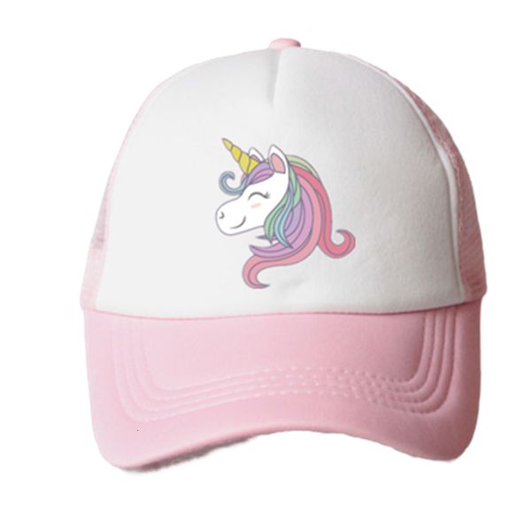 Cappelli cappelli da bambina cappello cappello accessori unicorno 2 8 anni rosa baseball estate camioncino per bambini per bambini mesh 230815