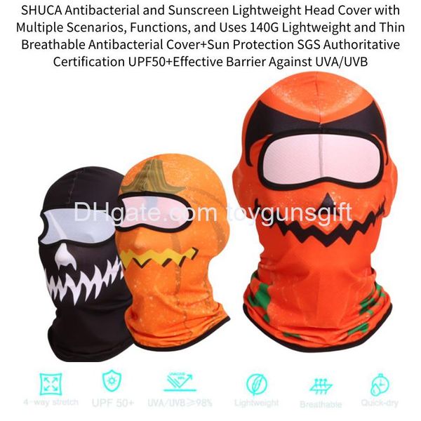 Maschera per il viso in moto Clava FL Halloween Stampa di zucca Regolabile Ski cappa per protezione UV per esterno