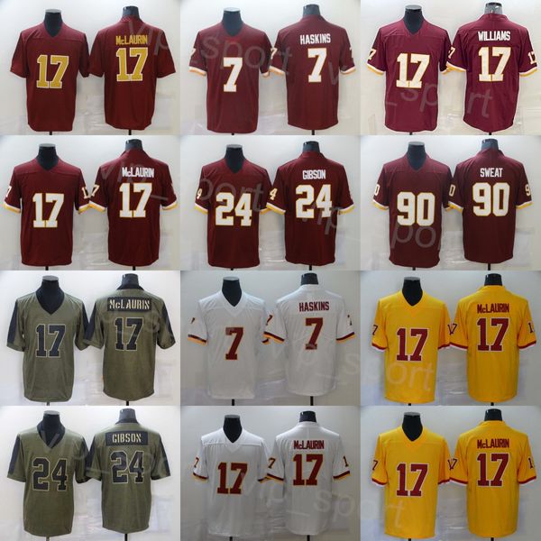 MANS FUTEBOL 90 MONTEZ JERSEY 7 DWAYNE HASKINS 24 Antonio Gibson 17 Terry McLaurin Toda a saudação costurada para o serviço, volte o relógio Vapor Intocable Sale