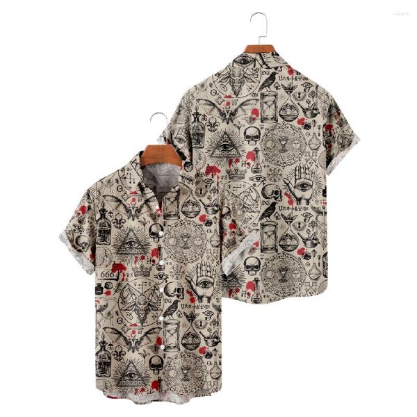 Camisas casuais masculinas para homens Demônios legais pintando formação mágica Tops de verão de manga curta respiráveis