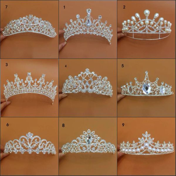 Nuovo arrivo di lusso diversi tipi di nozze diamanti diamanti impero crown corona fascia da sposa per accessori per feste di gioielli per spose