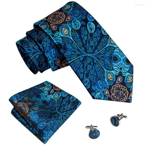 BOW TIES MENS Designers Moda Jacquard Tecida Festa de Casamento Business 3.4 '' Blue Color Silk Gcoectie Lenghief Set MJ-1593