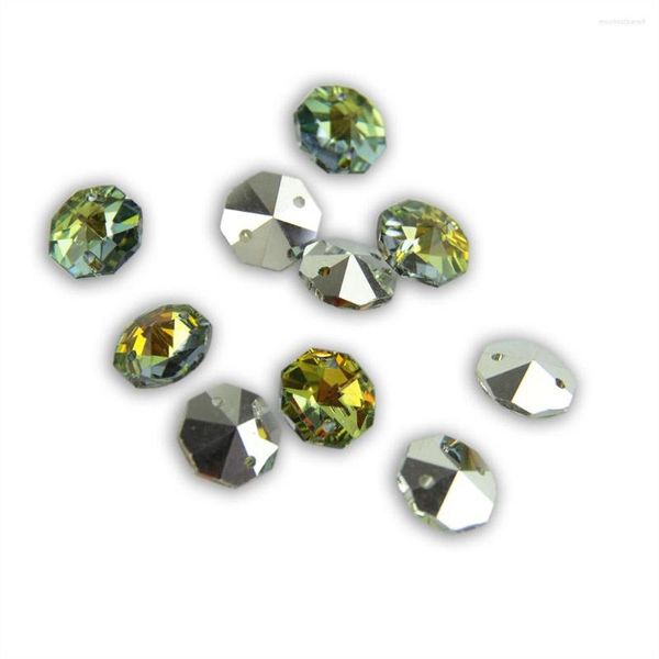 Kronleuchterkristall 20pcs 14mm Glasprismen Oktagonale Perlen Anhänger hängende Silberbeschichtung für DIY Light Lamp Teil Dekoration