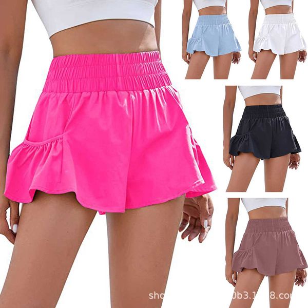 Mini-saias curtas femininas de verão Lu-223 Fitness Running Yoga Quick Dry Gym Pant shorts de cintura alta com bolsos