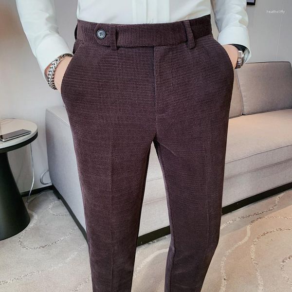 Abitazioni maschili pantaloni pantaloni costume inverno vellutoy sottile abito da business abito da sposa da sposa abita