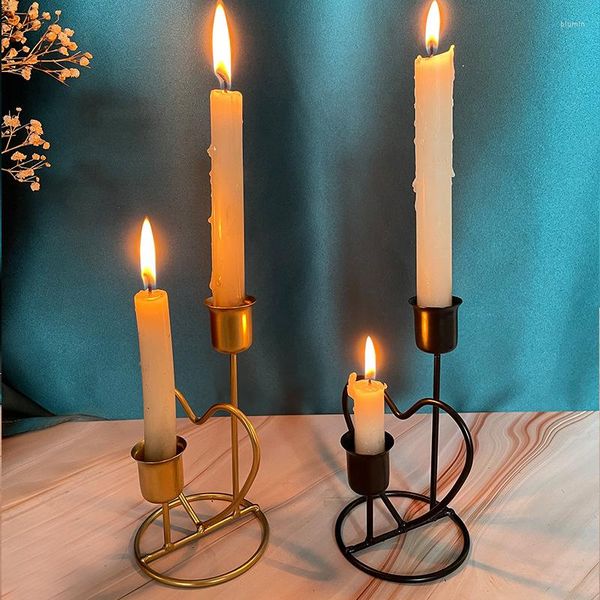 Kerzenhalter Eisenkunst herzförmig zwei Kopf Kerzenständer Romantische Abendessen Halter Ornament Hochzeits Geburtstagsfeier Dekoration