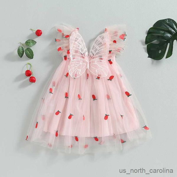 Mädchenkleider Baby -Mädchen -Gurtkleid für Kleidung Sommer Schmetterling Flügel Prinzessin Mesh ärmellose Kleider Kinder Party Kostüm R230815