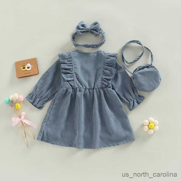 Mädchenkleider Baby -Mädchen Kleid Herbst Frühlingskleidung für Kinder Feste Prinzessin Kleider Kinder Kleidung mit Tasche Jahre lässiger Kleid R230815