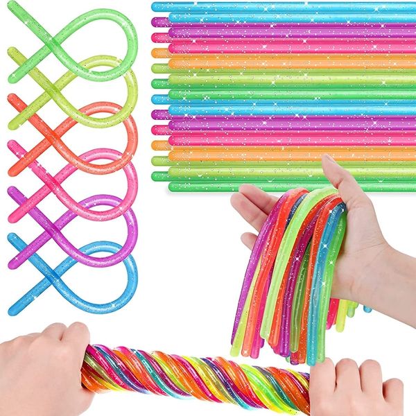 Giocattoli di Halloween 48pcs noodle colorato stringa elastica fidget stringhe elastici sensoriali per bomboniere di compleanno premi per bambini 230815