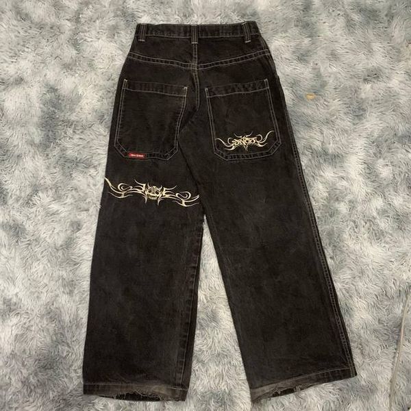 Jeans da uomo Pantaloni Y2K Grandi lettere allentate Jeans ricamati con teschio Jeans Hip Hop Pantaloni gotici a gamba larga Streetwear Jeans larghi 230814