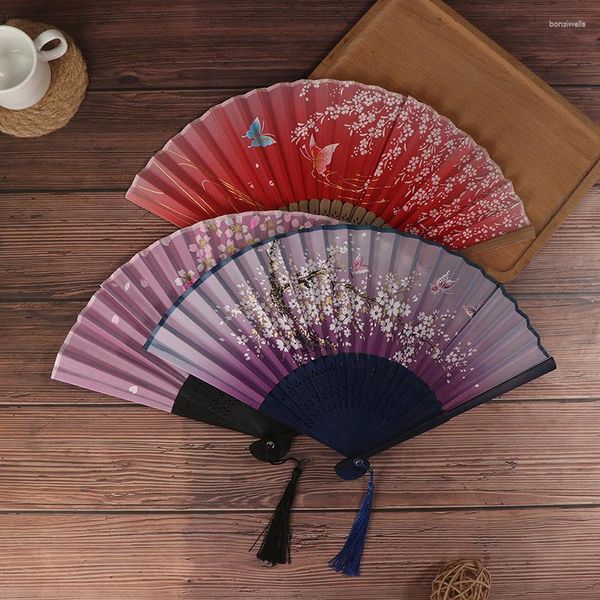 Декоративные фигурки винтажная ткань китайский складной вентилятор японский рисунок художественный подарки подарки дома украшения украшения вечеринка танцевальная рука