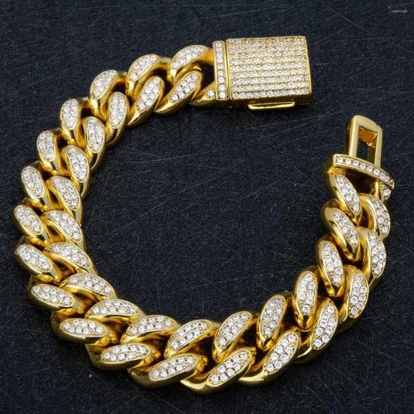 Ссылка браслетов из шармоманта ювелирные изделия Hiphop Miami Обиньте кубинский цепной панк браслет для мужчины Женщины Золотое цвет